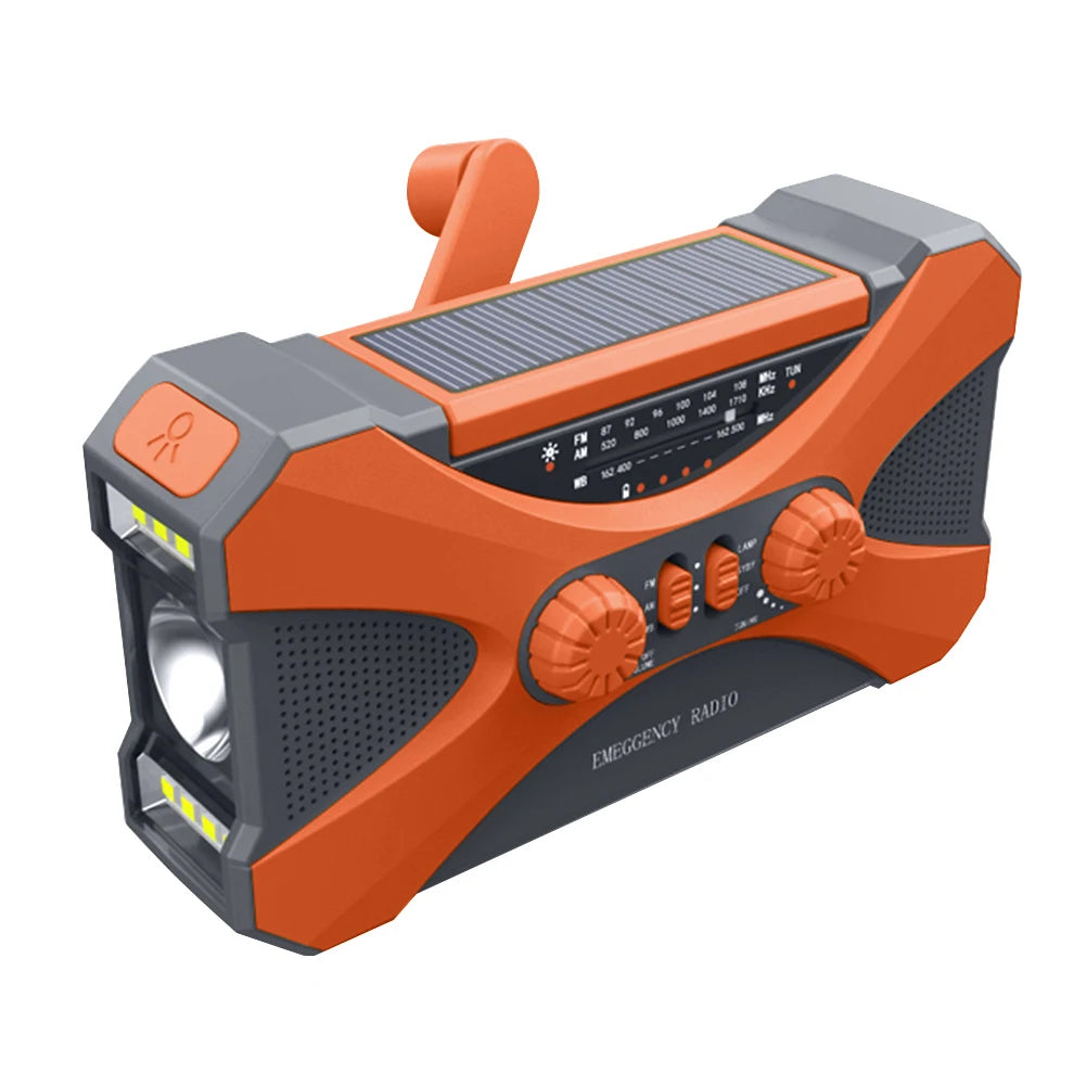 Portable 10000mAh charger High Capacity Emergency Radio Solar Hand Crank LED Flashlight/Reading Light/SOS Alarm Survival Tool