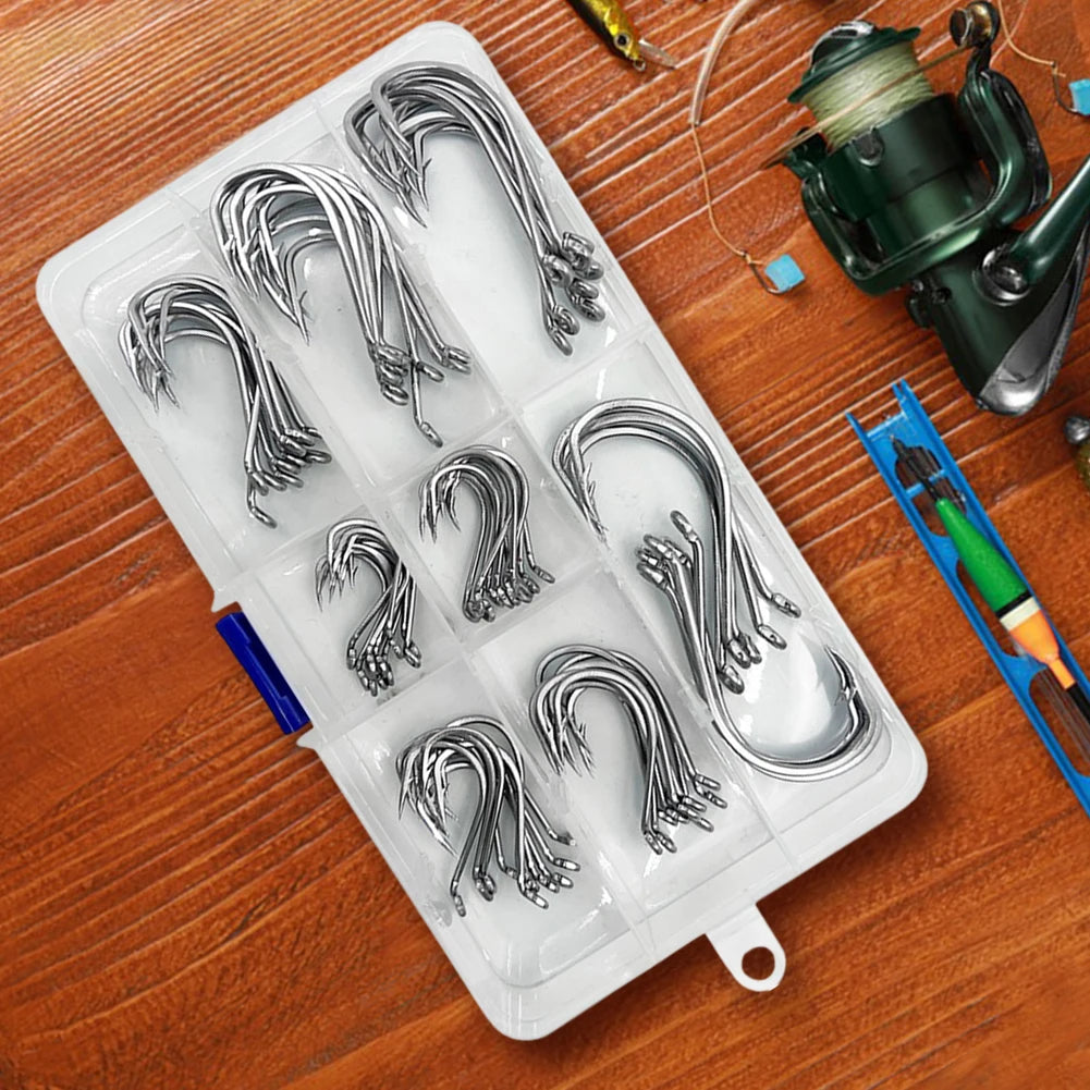 80Pcs Fishing Hooks Stainless Steel Fish Hooks Saltwater Fishing Barbed Hooks Fishing Accessories