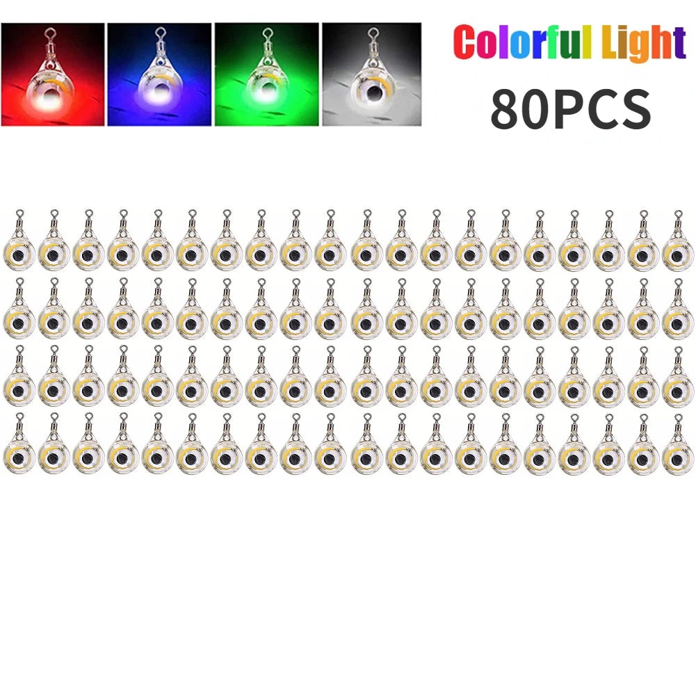 10-200pcs Mini Fishing Lure Light LED Deep Drop Underwater Eye Shape Squid Fish Bait Luminous Lure for Attracting Fish