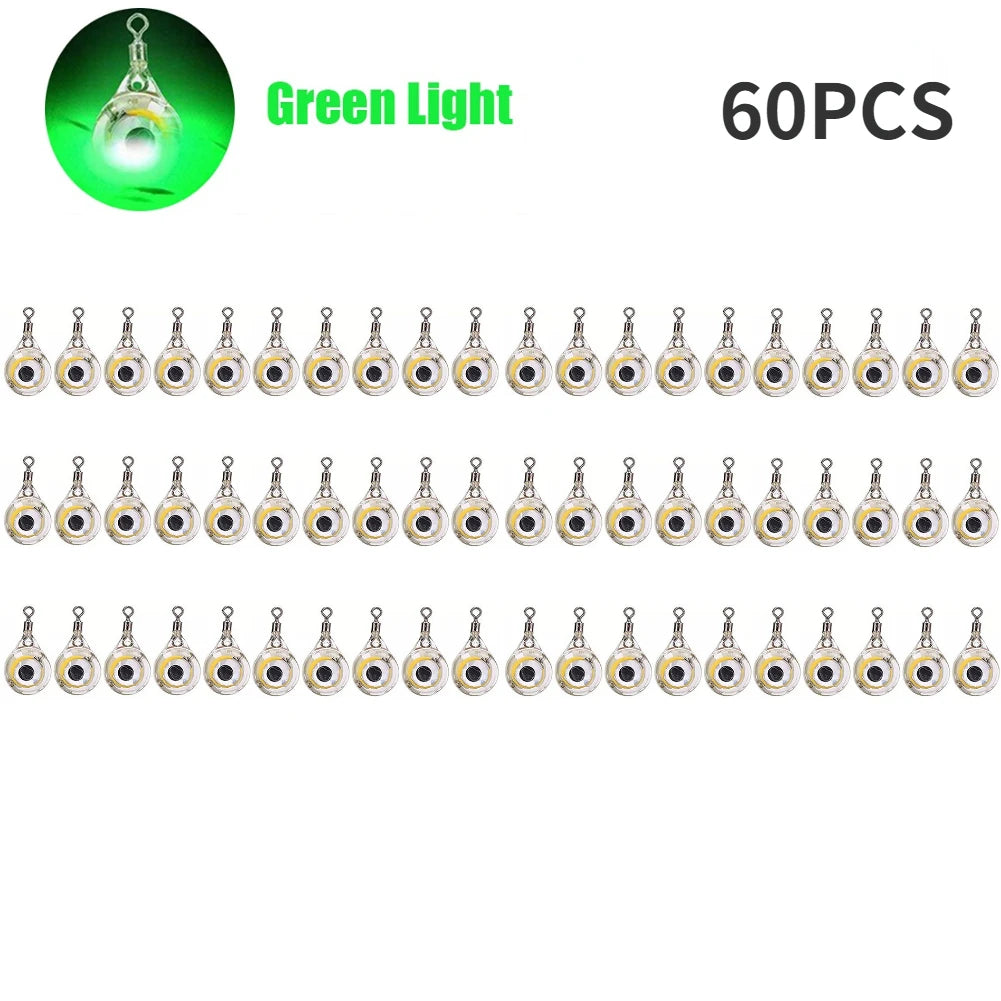 10-200pcs Mini Fishing Lure Light LED Deep Drop Underwater Eye Shape Squid Fish Bait Luminous Lure for Attracting Fish