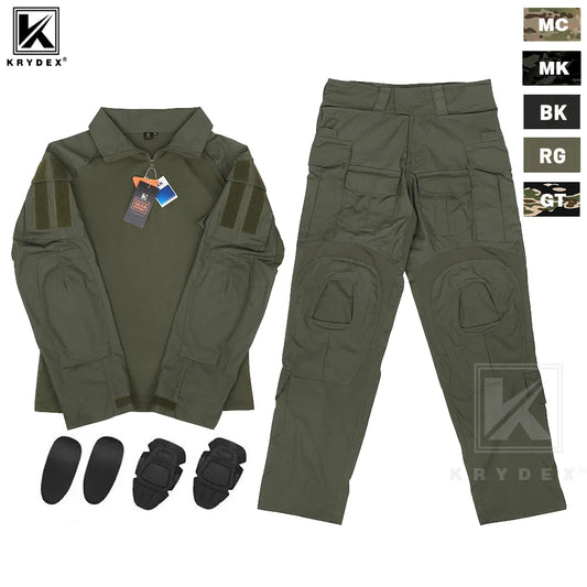 KRYDEX Tactical Combat G3 Uniform Set Outdoor Hunting Gen3 Camouflage Shirt & Pants Kit Ranger Green Black Men Clothing