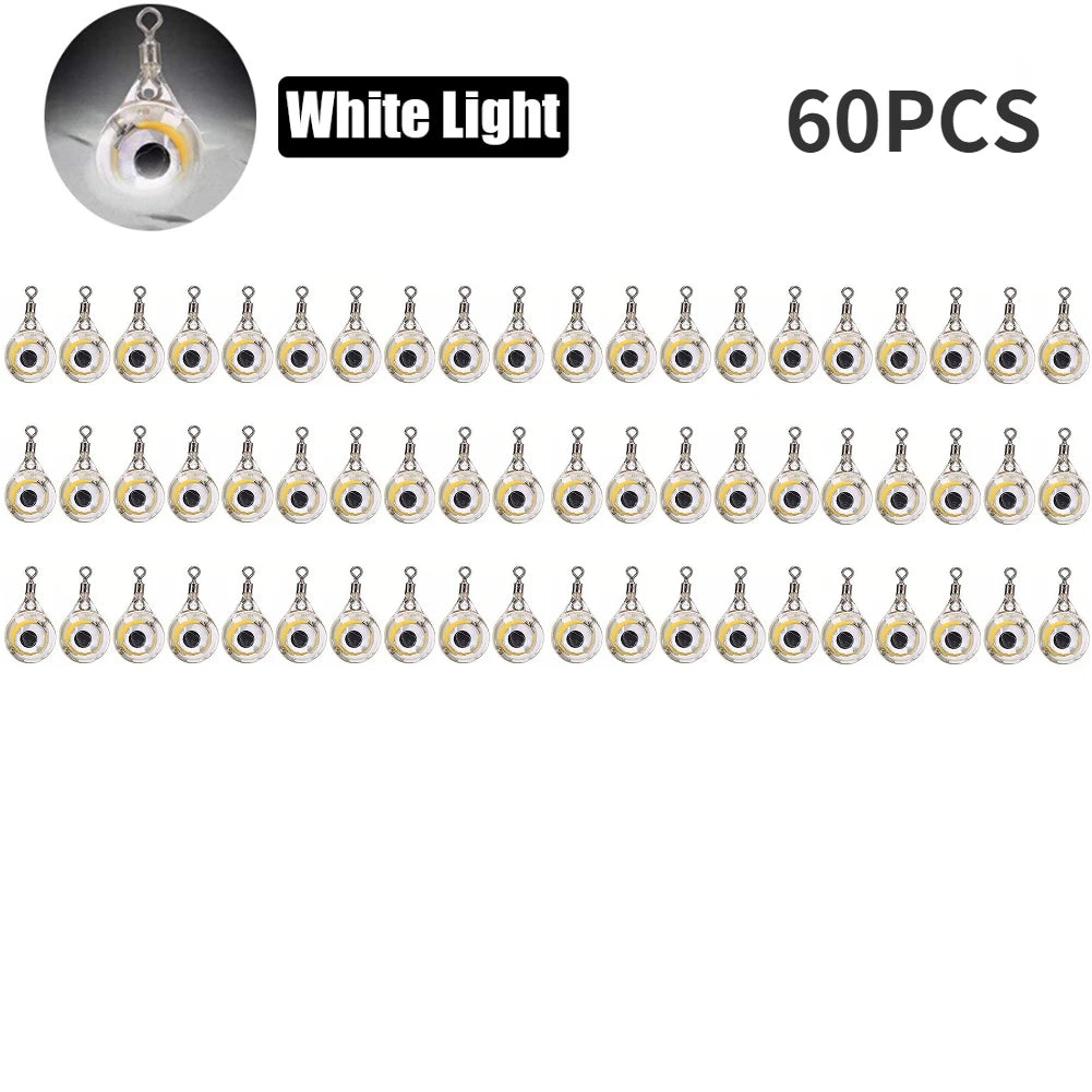10-200pcs Mini Fishing Lure Light LED Deep Drop Underwater Eye Shape Squid Fish Bait Luminous Lure for Attracting Fish