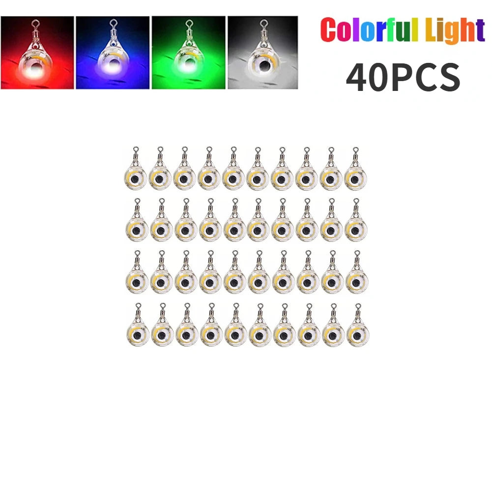 10-200pcs Mini Fishing Lure Light LED Deep Drop Underwater Eye Shape Squid Fish Bait Luminous Lure for Attracting Fish