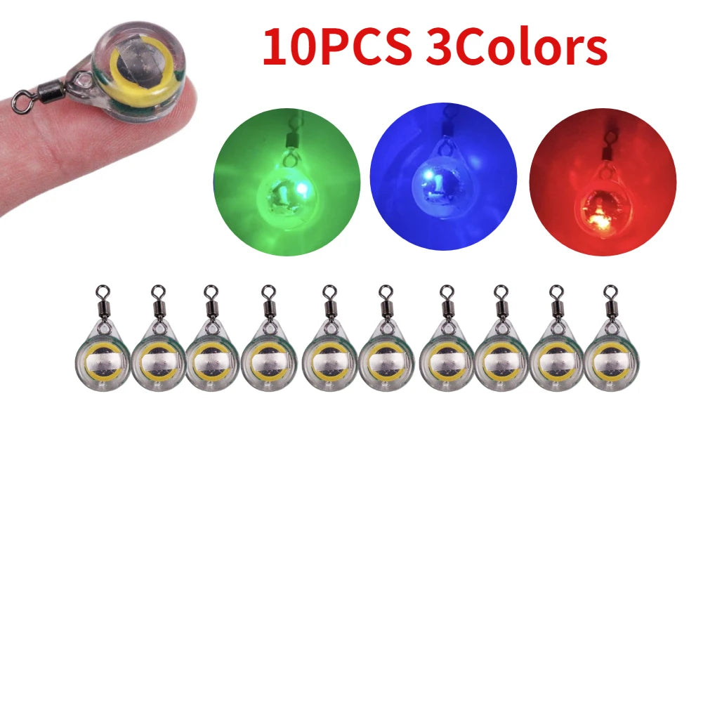 10-200pcs Mini Fishing Lure Light LED Deep Drop Underwater Eye Shape Squid Fish Bait Luminous Lure for Attracting Fish