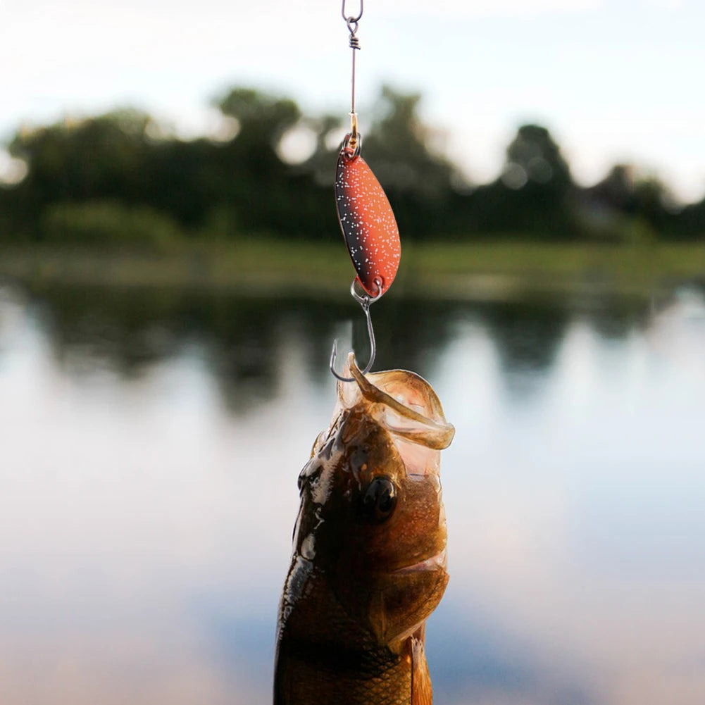 12Pcs Realistic Trout Bait with Single Hook Artificial Trout Spinner Lure Spinner Spoon Fake Trout Bait for Freshwater Saltwater