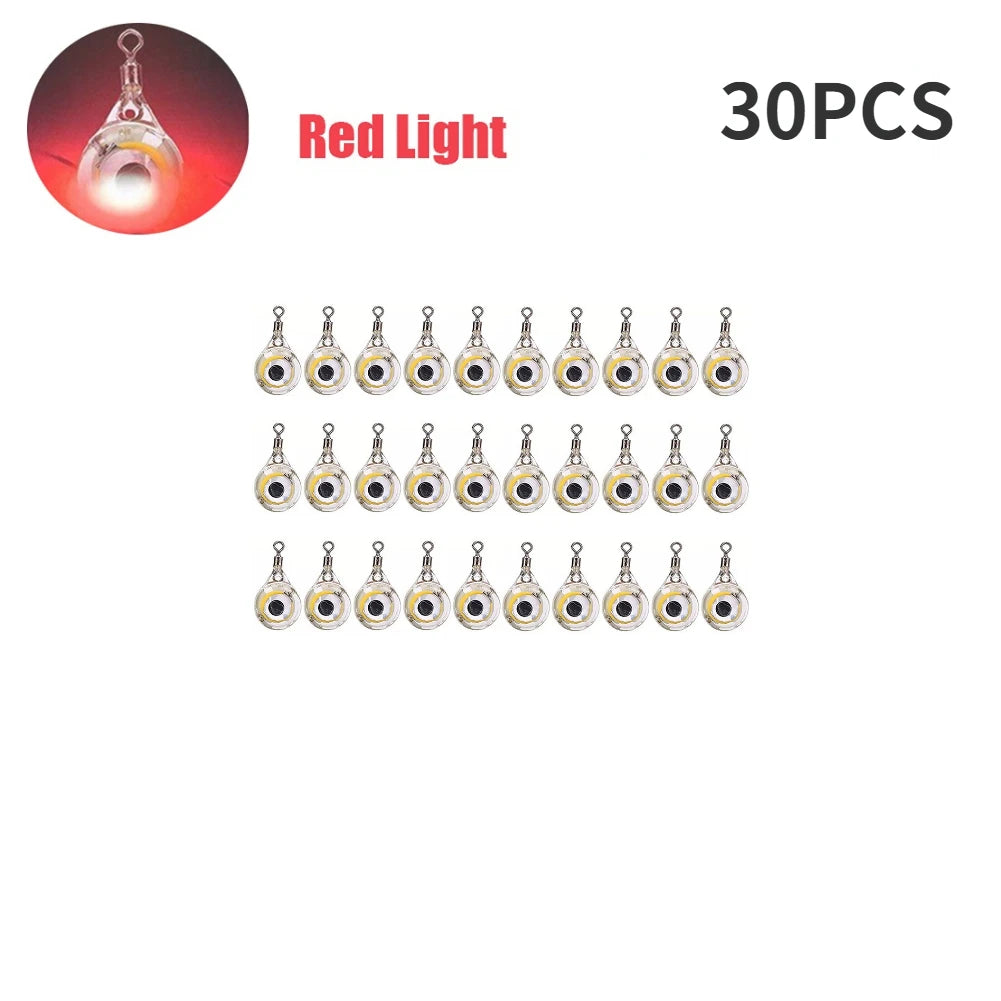10-200pcs Mini Fishing Lure Light LED Deep Drop Underwater Eye Shape Squid Fish Bait Luminous Lure for Attracting Fish