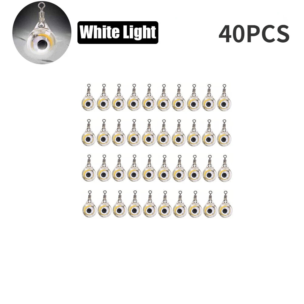 10-200pcs Mini Fishing Lure Light LED Deep Drop Underwater Eye Shape Squid Fish Bait Luminous Lure for Attracting Fish