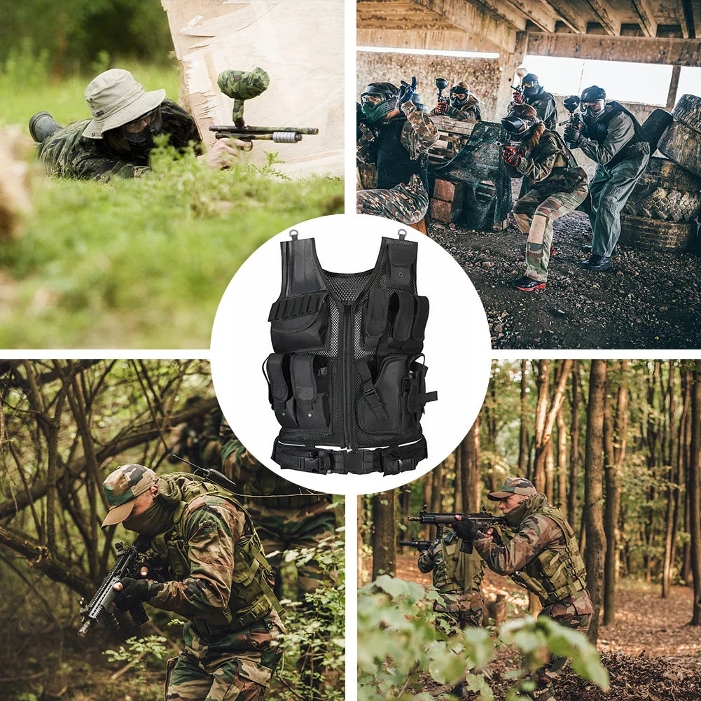 Nylon Molle Vest Adjustable Hunting Vest Multi-Pocket Plate Carrier Vest Hunting Outdoor CS Game Airsoft Training Jacket