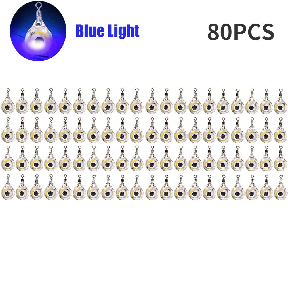 10-200pcs Mini Fishing Lure Light LED Deep Drop Underwater Eye Shape Squid Fish Bait Luminous Lure for Attracting Fish