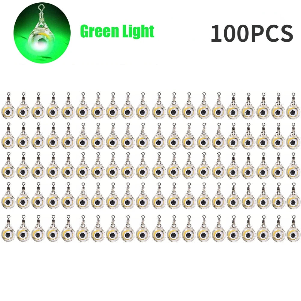 10-200pcs Mini Fishing Lure Light LED Deep Drop Underwater Eye Shape Squid Fish Bait Luminous Lure for Attracting Fish