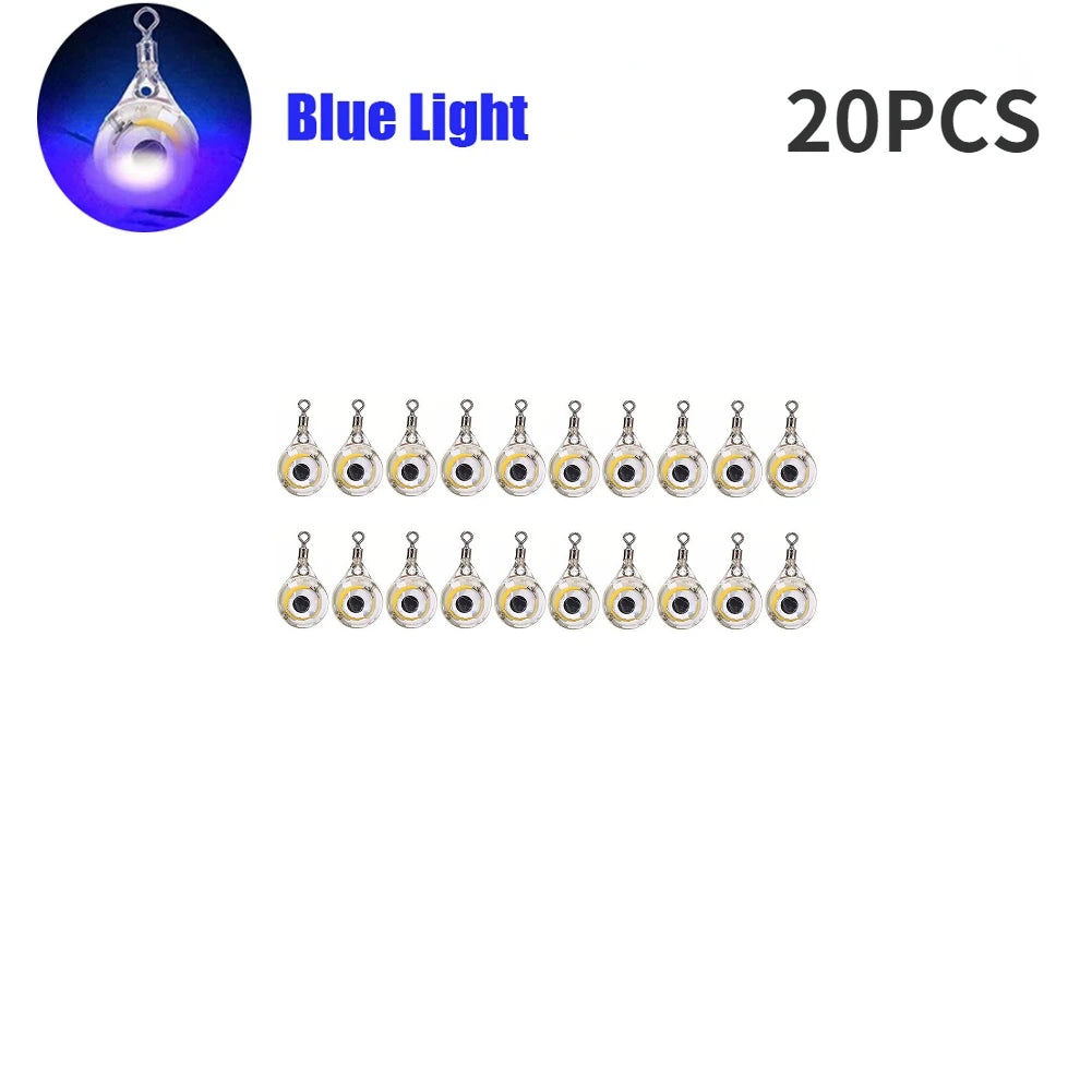 10-200pcs Mini Fishing Lure Light LED Deep Drop Underwater Eye Shape Squid Fish Bait Luminous Lure for Attracting Fish