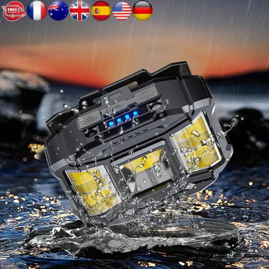 COB LED Strong Light Headlight Motion Sensor Induction Headlamp Power Display Powerful Headlight Torch for Outdoor Night Fishing