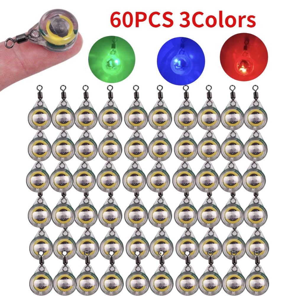 10-200pcs Mini Fishing Lure Light LED Deep Drop Underwater Eye Shape Squid Fish Bait Luminous Lure for Attracting Fish