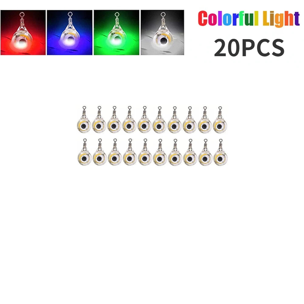 10-200pcs Mini Fishing Lure Light LED Deep Drop Underwater Eye Shape Squid Fish Bait Luminous Lure for Attracting Fish