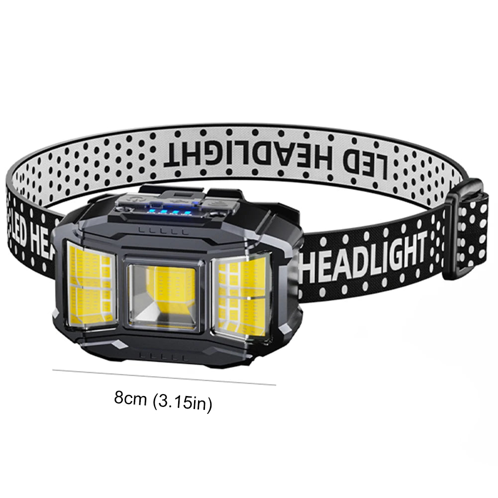 COB LED Strong Light Headlight Motion Sensor Induction Headlamp Power Display Powerful Headlight Torch for Outdoor Night Fishing