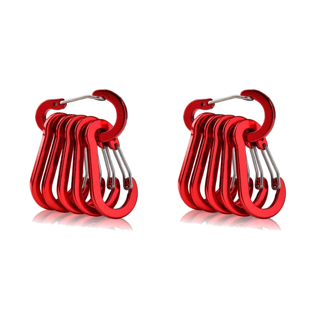 6/12Pcs Aluminum Alloy Carabiner Keychain Outdoor Camping Climbing Hiking Snap Clip Lock Buckle Hook Fishing Accessories