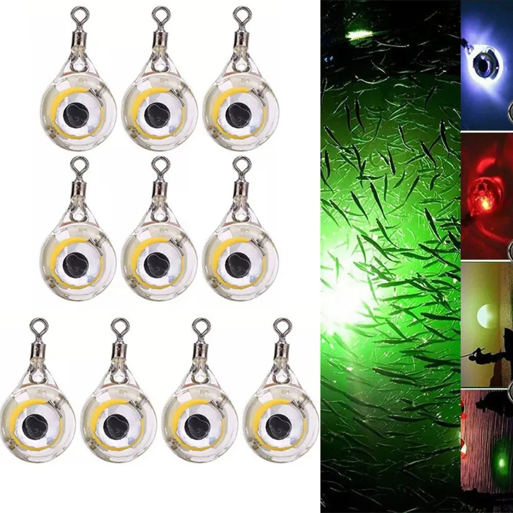 10-200pcs Mini Fishing Lure Light LED Deep Drop Underwater Eye Shape Squid Fish Bait Luminous Lure for Attracting Fish