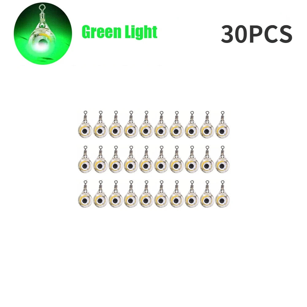10-200pcs Mini Fishing Lure Light LED Deep Drop Underwater Eye Shape Squid Fish Bait Luminous Lure for Attracting Fish