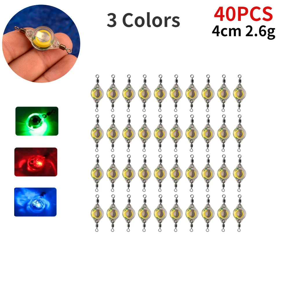 10-200pcs Mini Fishing Lure Light LED Deep Drop Underwater Eye Shape Squid Fish Bait Luminous Lure for Attracting Fish