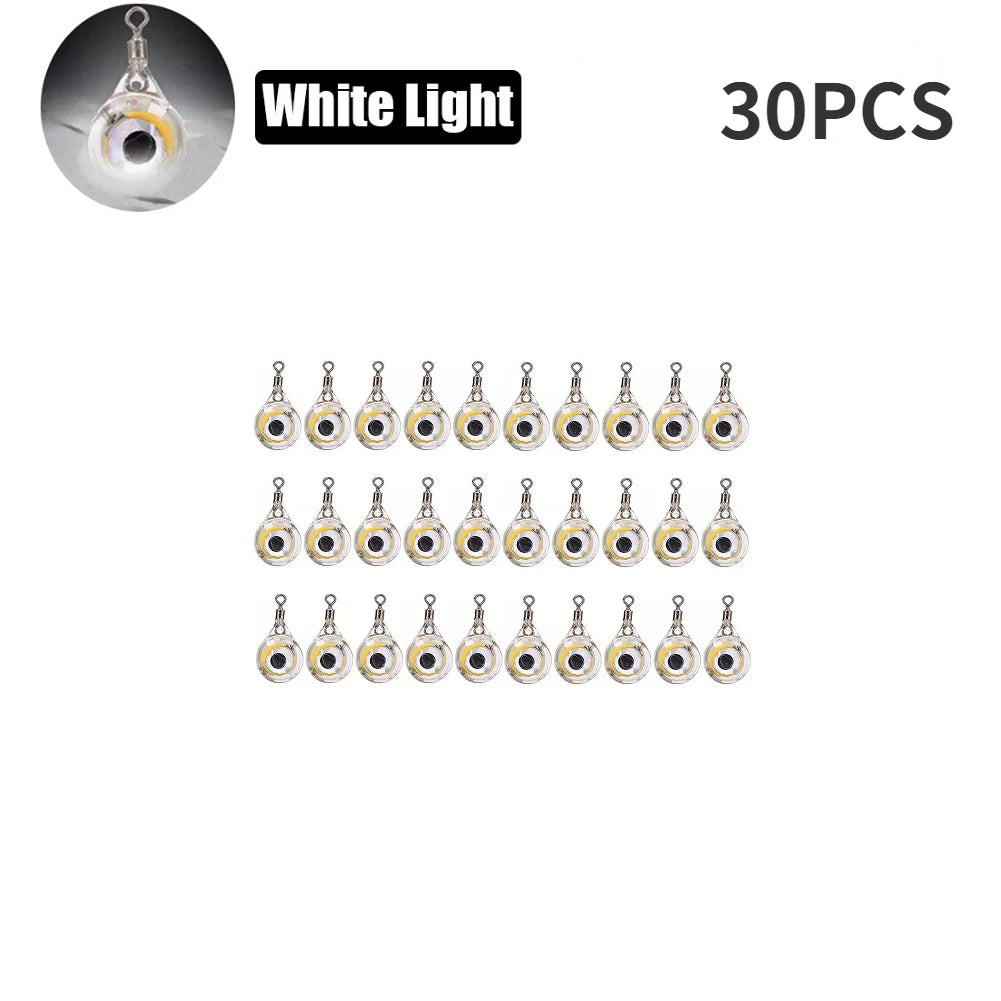10-200pcs Mini Fishing Lure Light LED Deep Drop Underwater Eye Shape Squid Fish Bait Luminous Lure for Attracting Fish