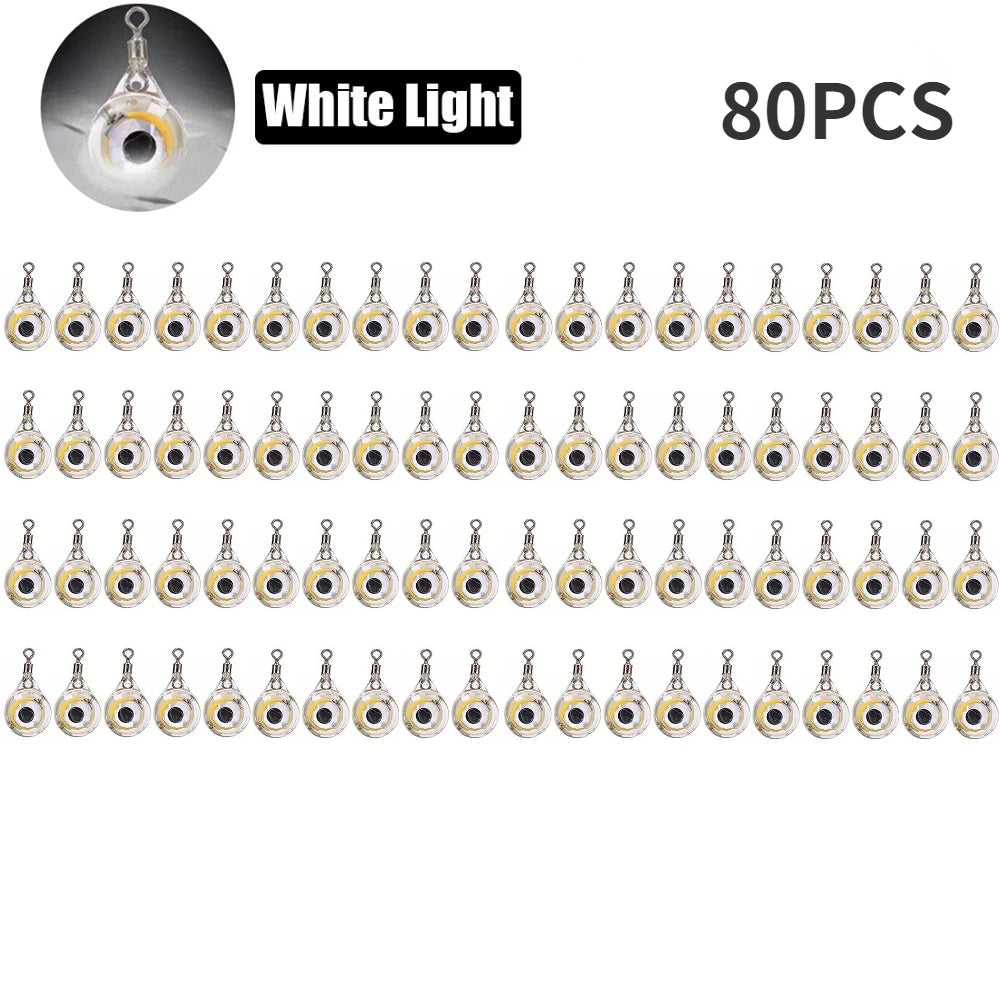 10-200pcs Mini Fishing Lure Light LED Deep Drop Underwater Eye Shape Squid Fish Bait Luminous Lure for Attracting Fish