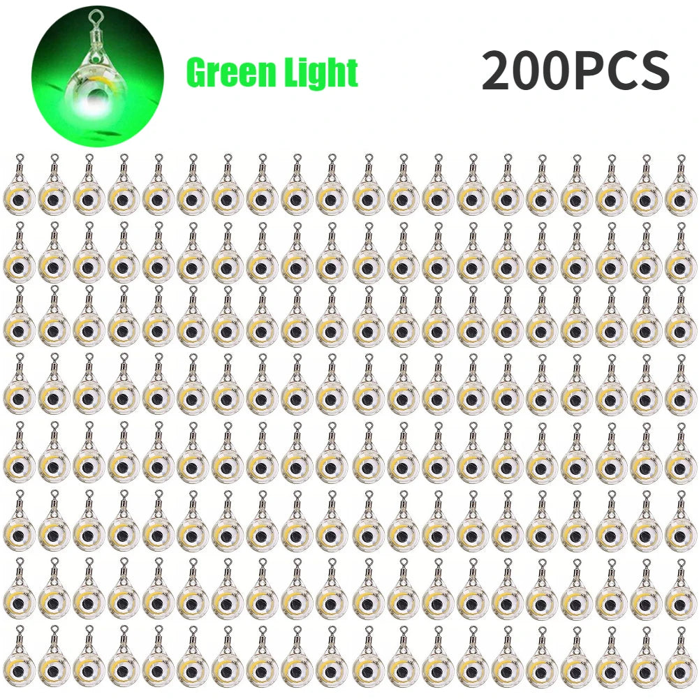 10-200pcs Mini Fishing Lure Light LED Deep Drop Underwater Eye Shape Squid Fish Bait Luminous Lure for Attracting Fish